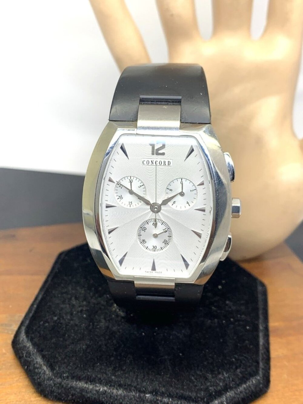 Concord Men's Watch La Scala 14.C5.1482 Chronograph Silver Dial Rubber Band 38mm